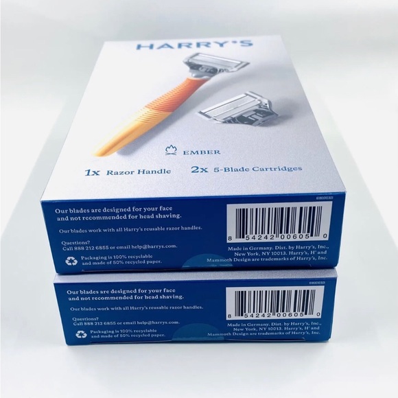 2 Brand New Harry's 5 Blade Men's Razor Set - Bright Orange - Picture 3 of 3